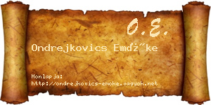 Ondrejkovics Emőke névjegykártya